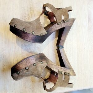 KORS Michael Kors Brown Studded Platform Sandals